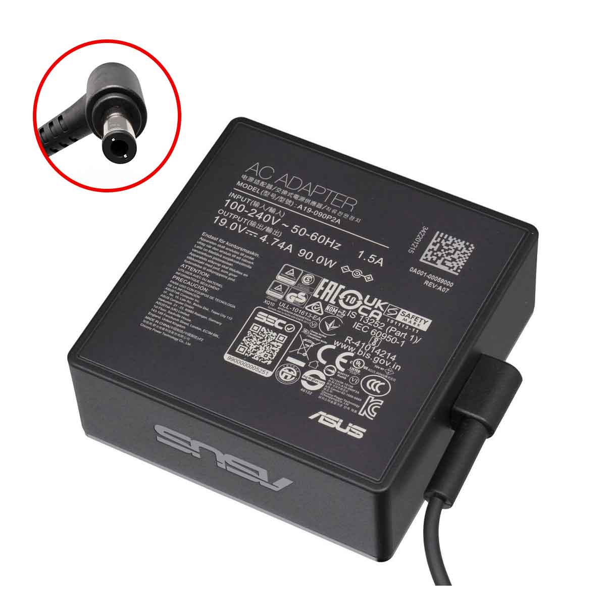 شارژر لپ تاپ ایسوس مدل A19-090P2A 90W/19V/4.74  سرفیش 5.5x2.5