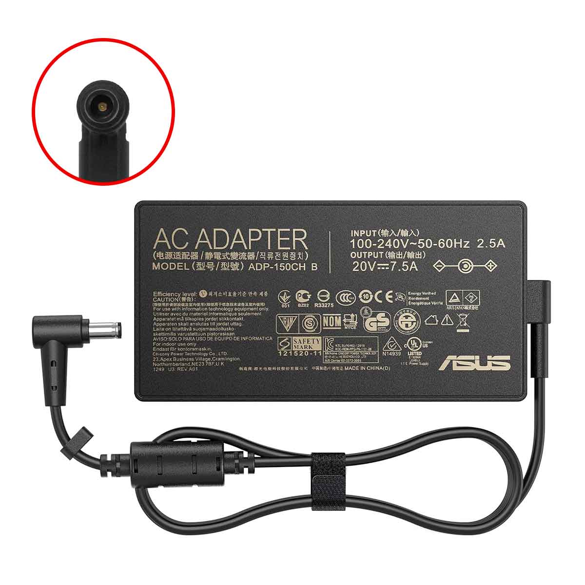 شارژر لپ تاپ ایسوس مدل  TPN-DA23 150W/20V/2.5A سرفیش 4.5x3.0