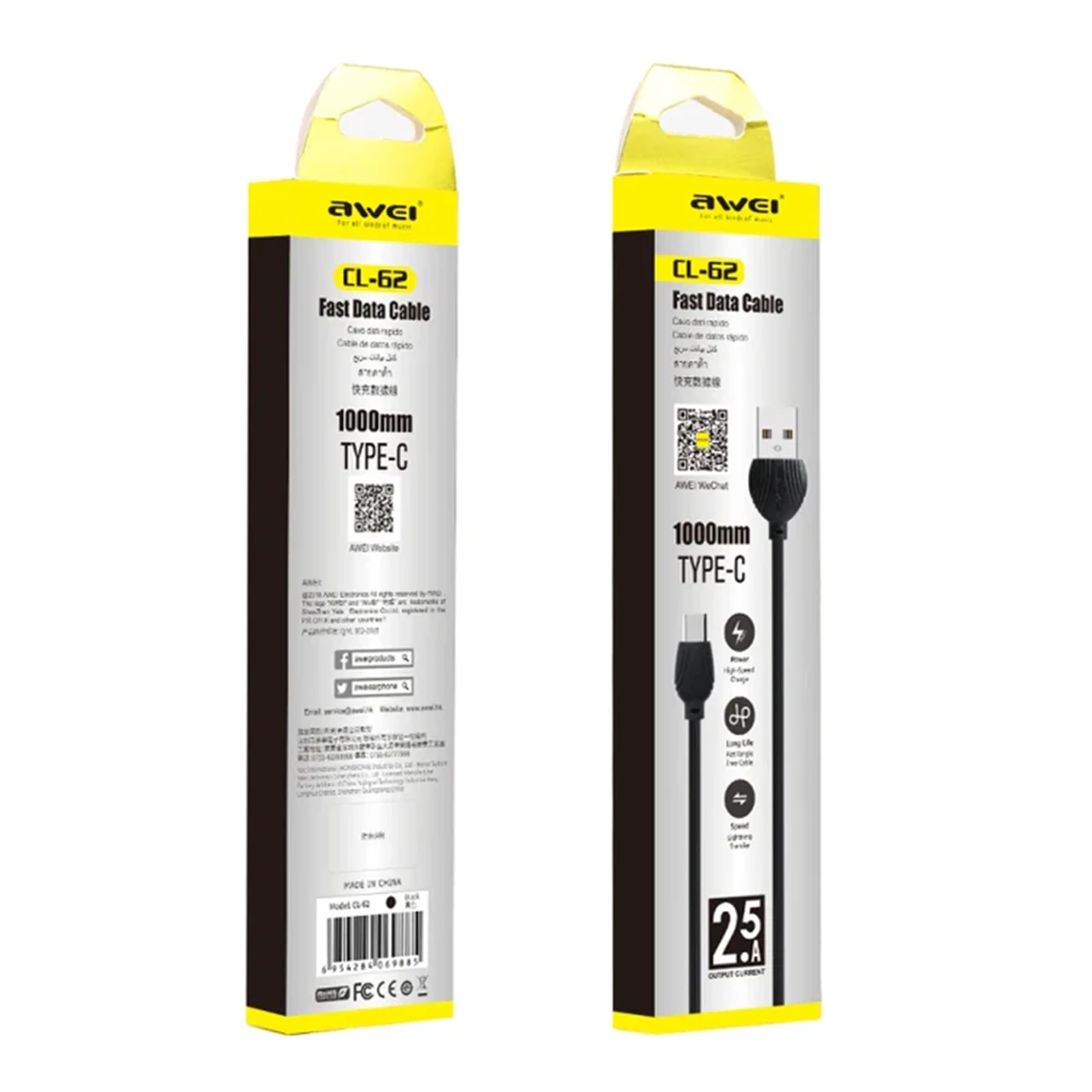کابل تبدیل USB به USB-C اوی فست شارژ مدل CL-62